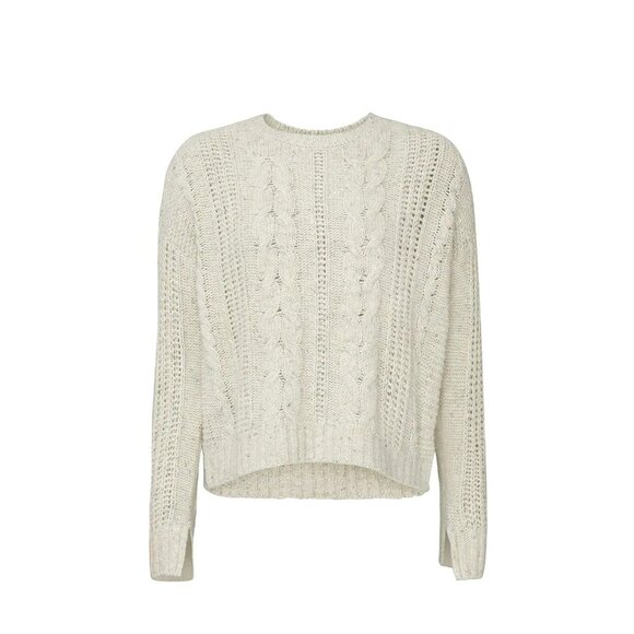 Habitual Clyda Chunky Knit Cable Pullover Sweater In Cream Long‎ Sleeve High-Low - Picture 1 of 9